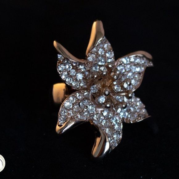 Flower ring crystals rose gold tone - Picture 5 of 5